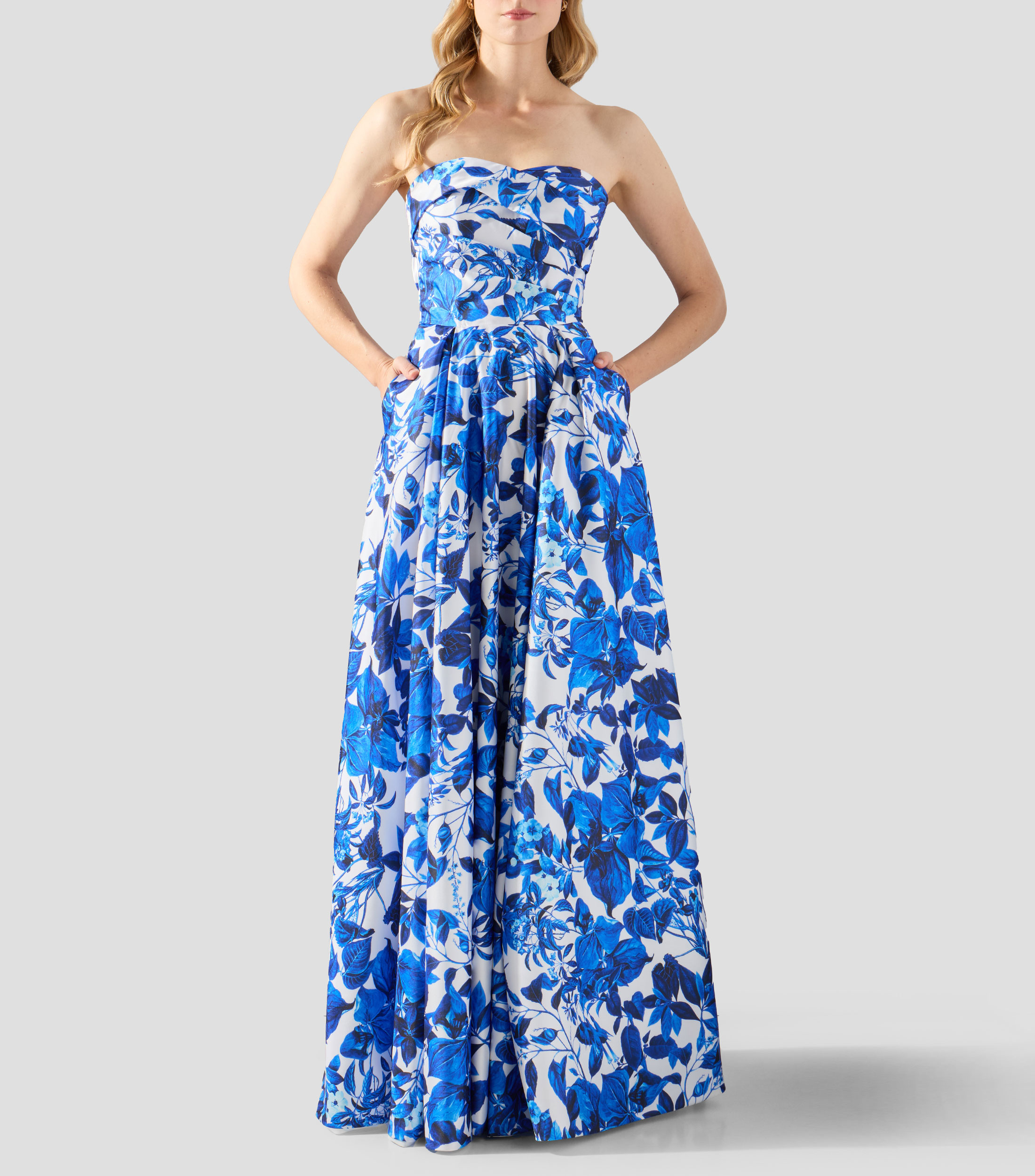 Vestido de fiesta largo estampado Mujer